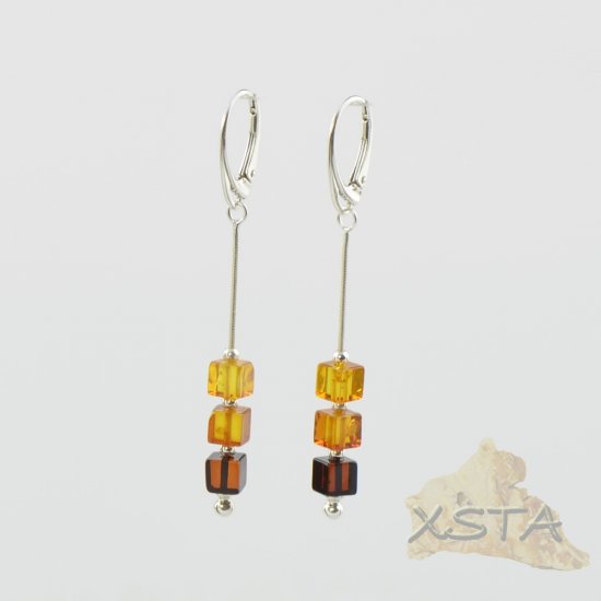 Amber earrings multicolor beads